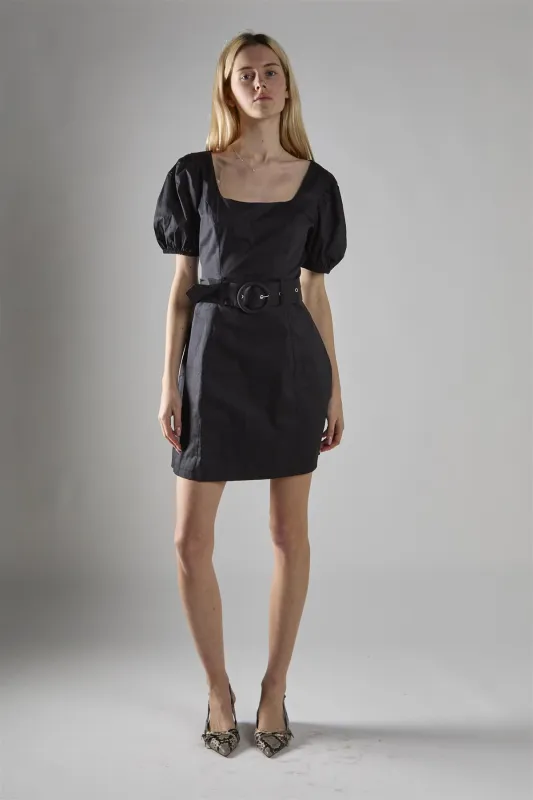 Black Belted Peplum Mini-Dress sold by Glamorous