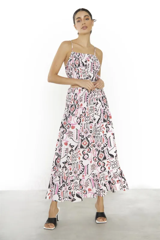 Pink Multi Abstract Spaghetti Strap Crop-Top made by Glamorous