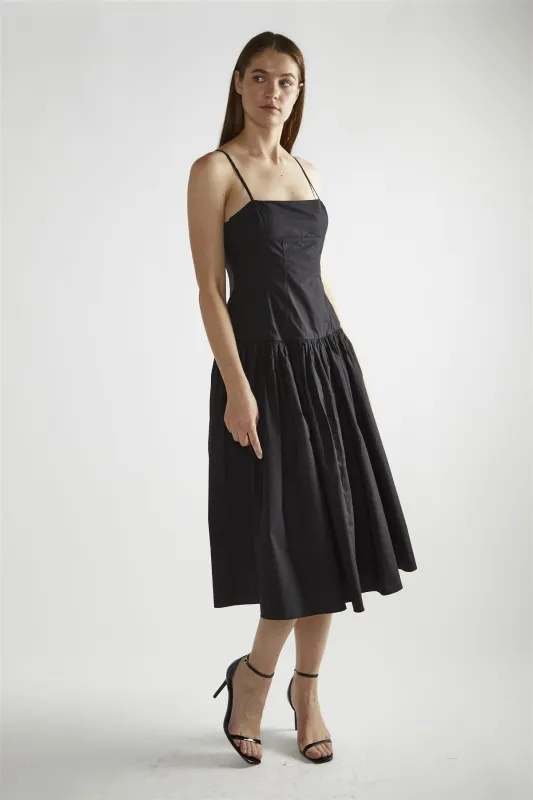 Black Square-Neck Skater Midi-Dress made by Glamorous
