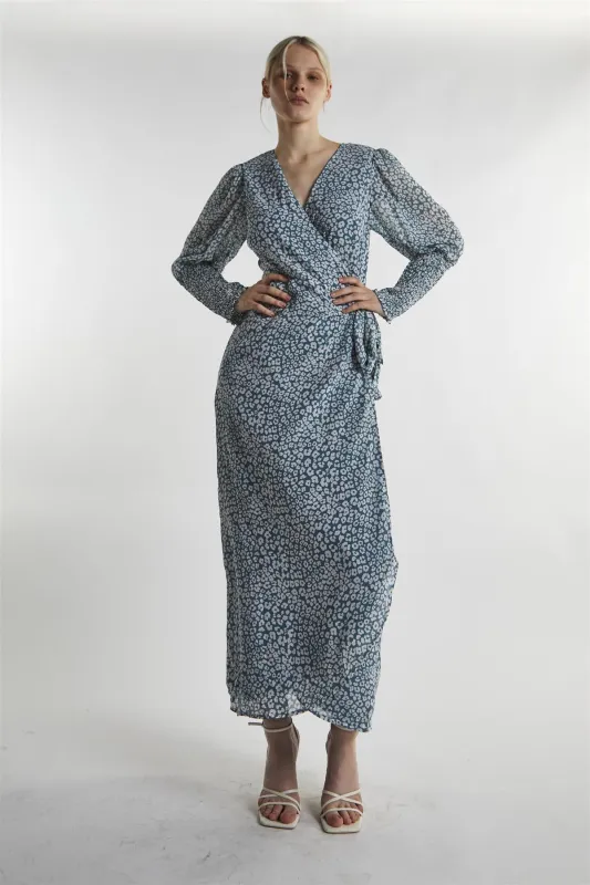 Green-Leopard Wrap Midi-Dress sold by Glamorous