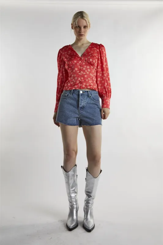 Coral-Pink Daisy Long-Sleeve Top made by Glamorous