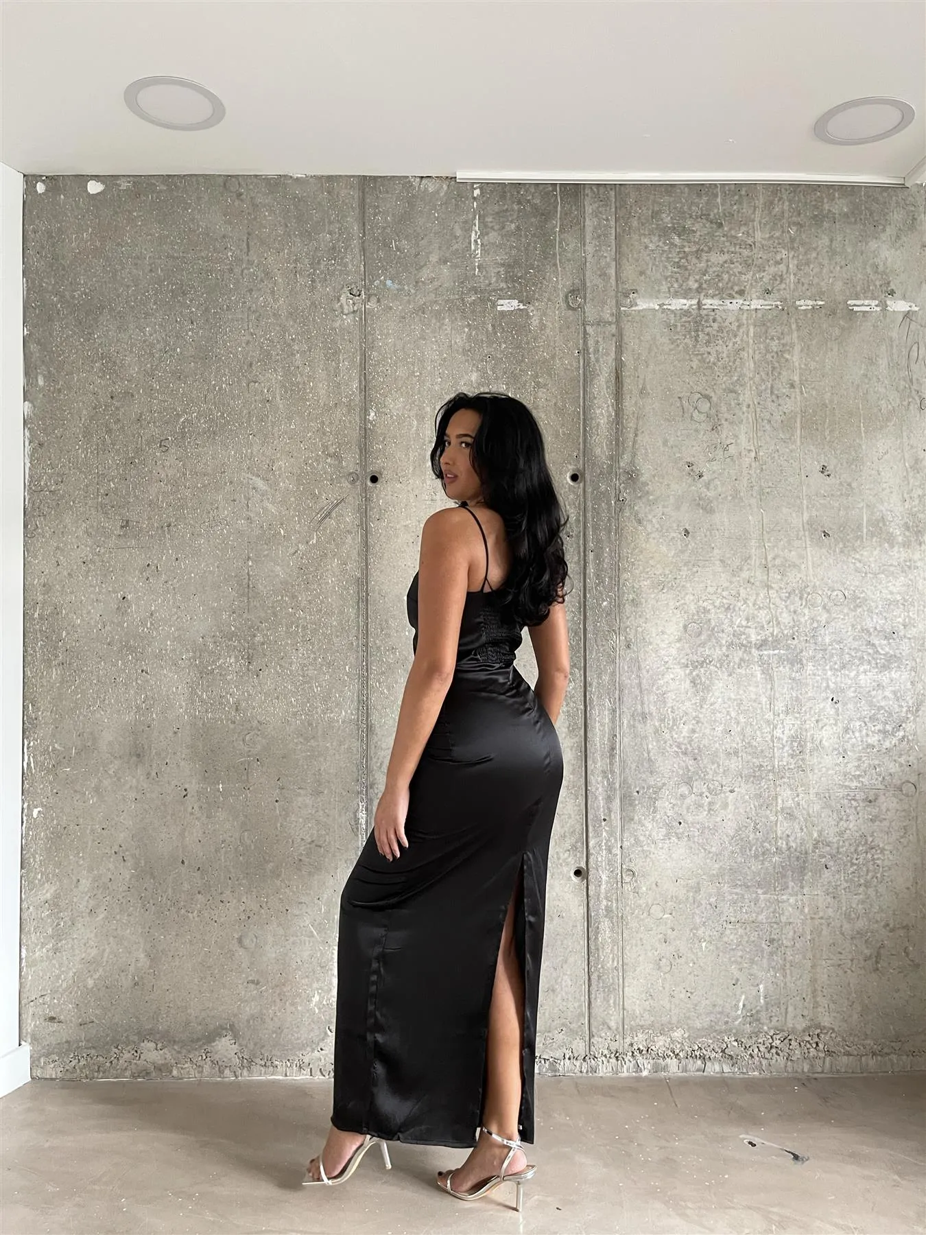 Black Satin Maxi-Dress sold by Glamorous