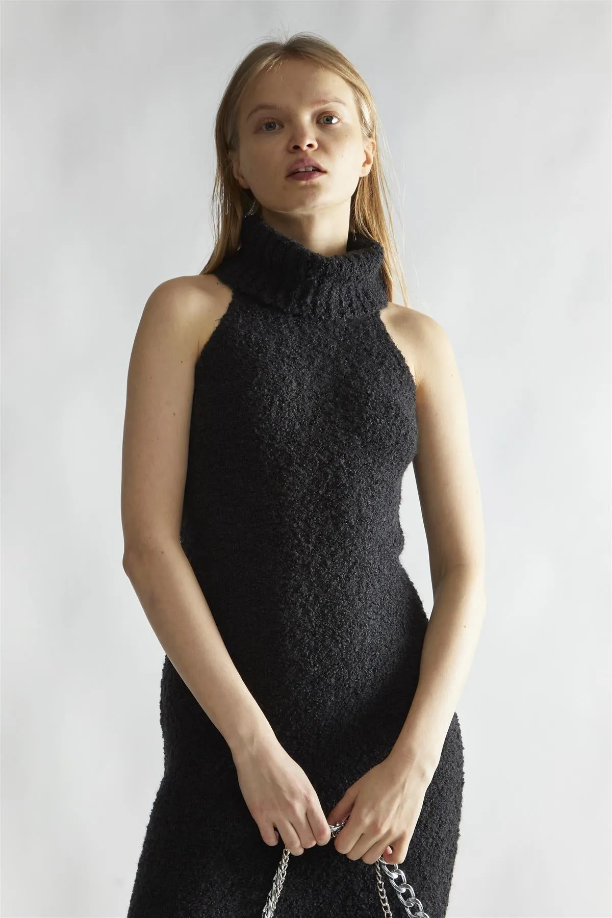 Black Knitted Roll-Neck Maxi-Dress sold by Glamorous product image thumbnail 3