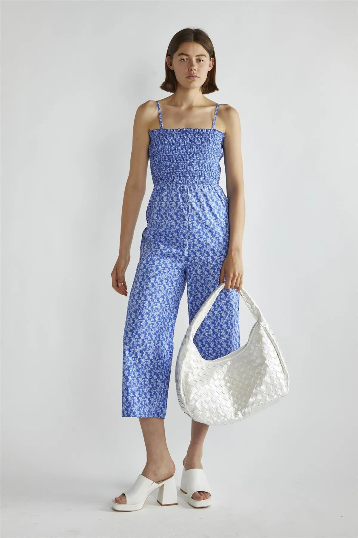 Ultramarine-Ditsy Wide-Leg Cropped-Jumpsuit sold by Glamorous