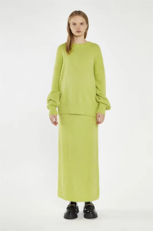 Lime-Green Knitted Maxi-Skirt made by Glamorous