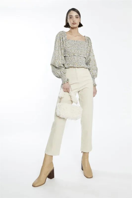 Beige-Corduroy Straight-Trousers sold by Glamorous