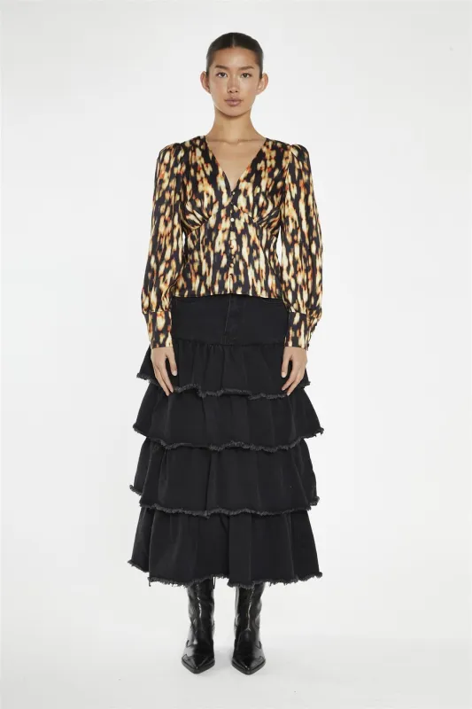 Digital Tie-Dye Button-Front Top sold by Glamorous