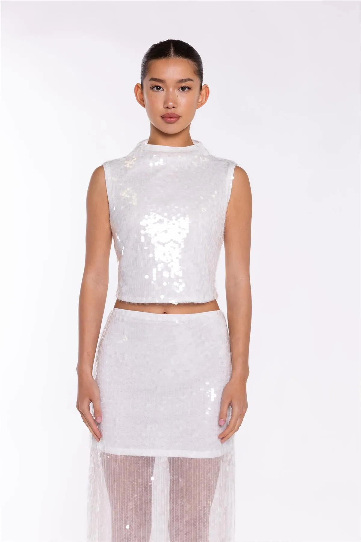 Transparent-Sequin Boat-Neck Crop-Top sold by Glamorous product image thumbnail 3