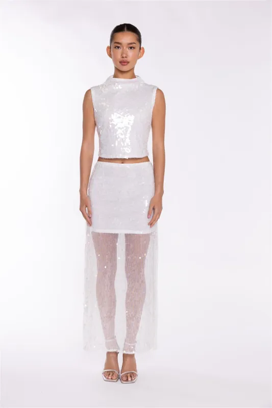 Transparent-Sequin Side-Split Midaxi-Skirt sold by Glamorous