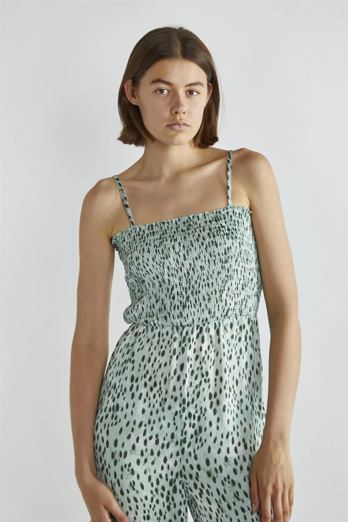 Dusty-Green Leopard Wide-Leg Cropped-Jumpsuit sold by Glamorous product image thumbnail 3