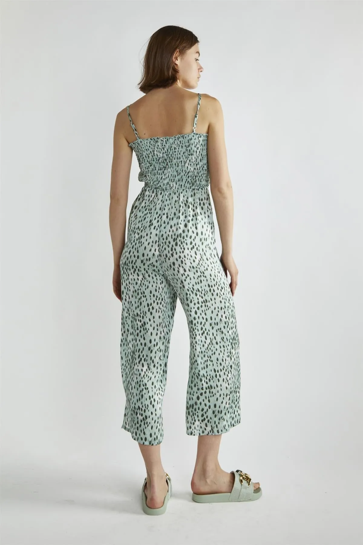 Dusty-Green Leopard Wide-Leg Cropped-Jumpsuit sold by Glamorous product image thumbnail 2