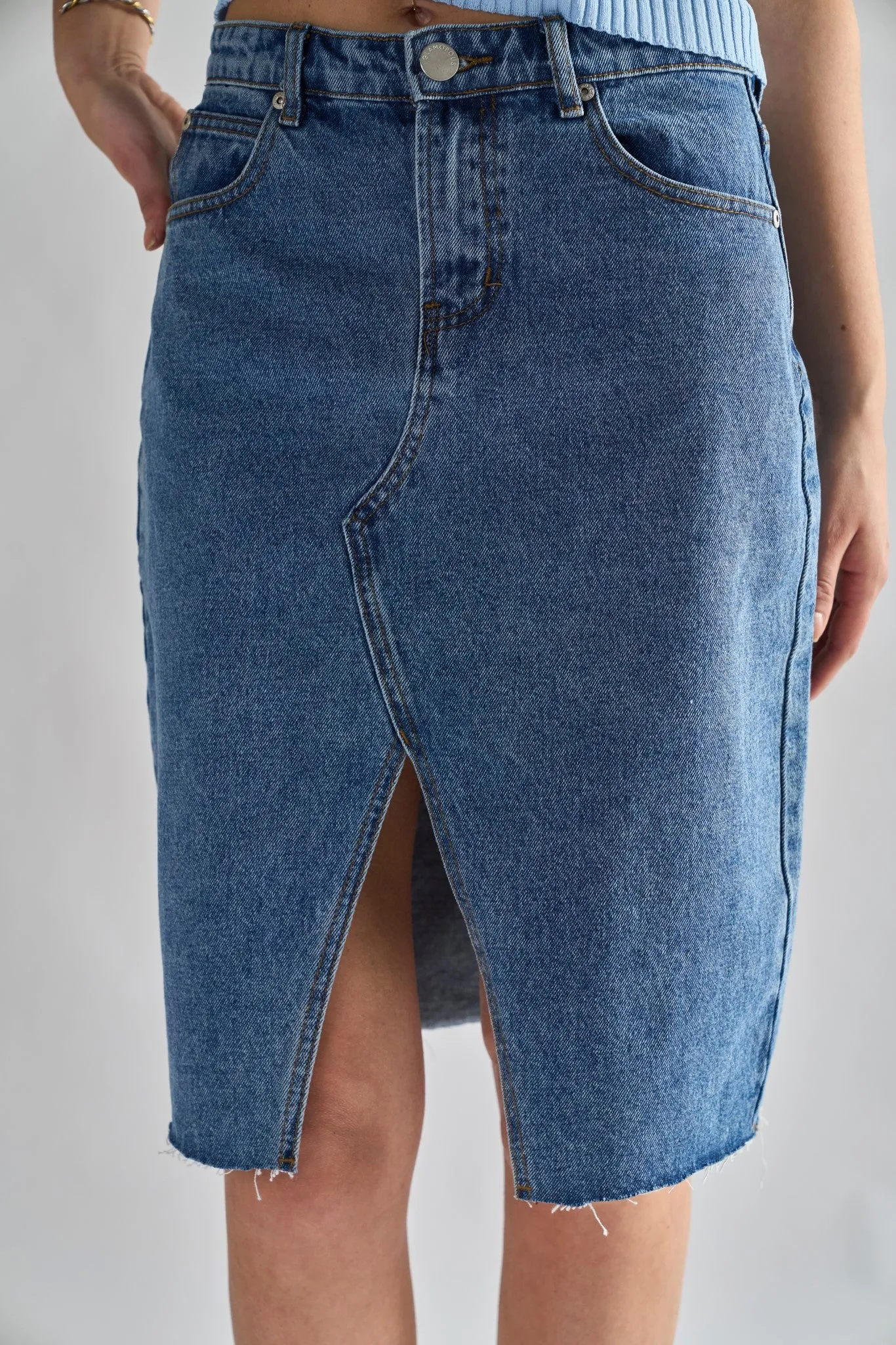 Mid Stone Split High Waisted Midi Skirt sold by Glamorous product image thumbnail 4