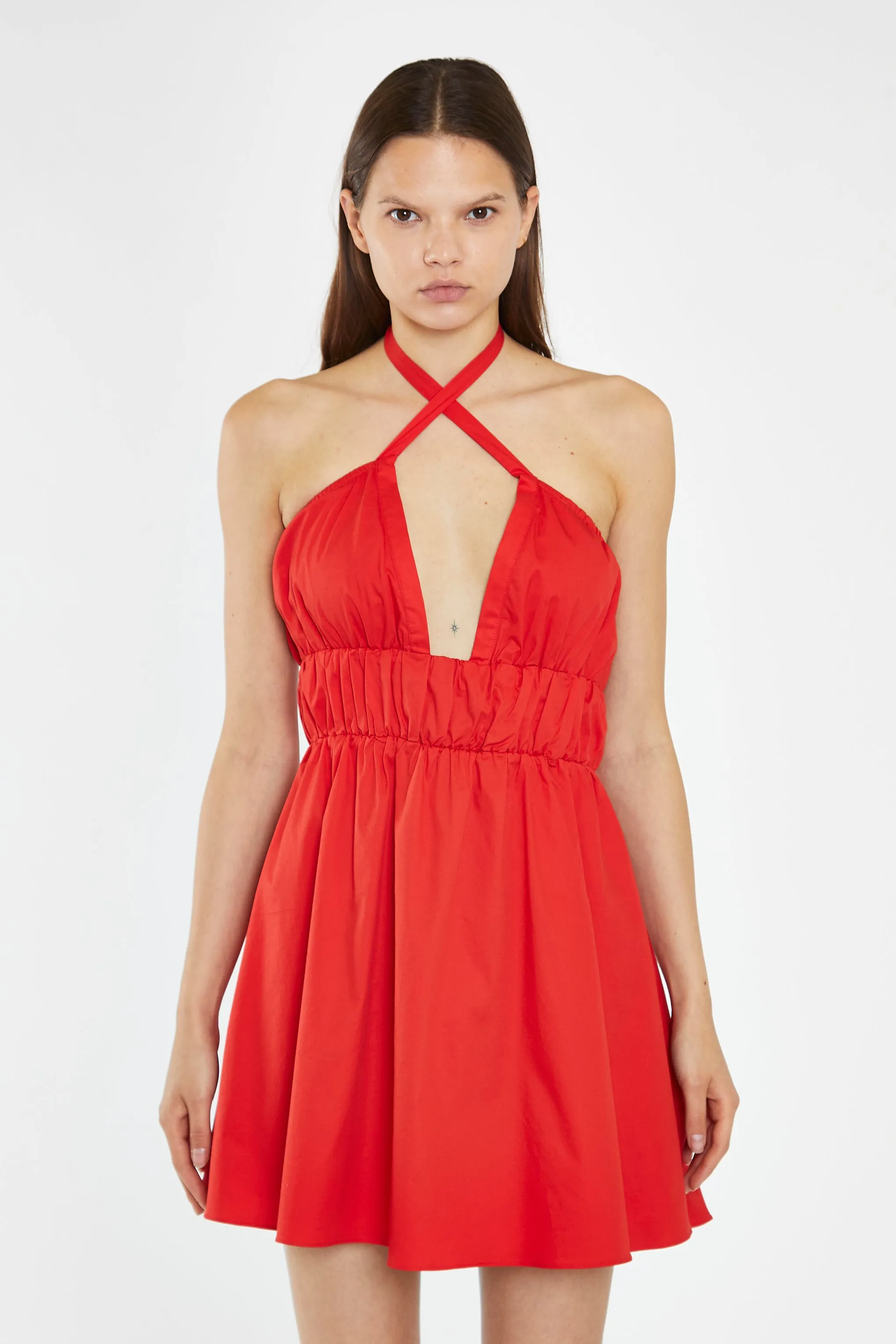 Poppy-Red Cross Over Halterneck Mini-Dress sold by Glamorous product image thumbnail 2