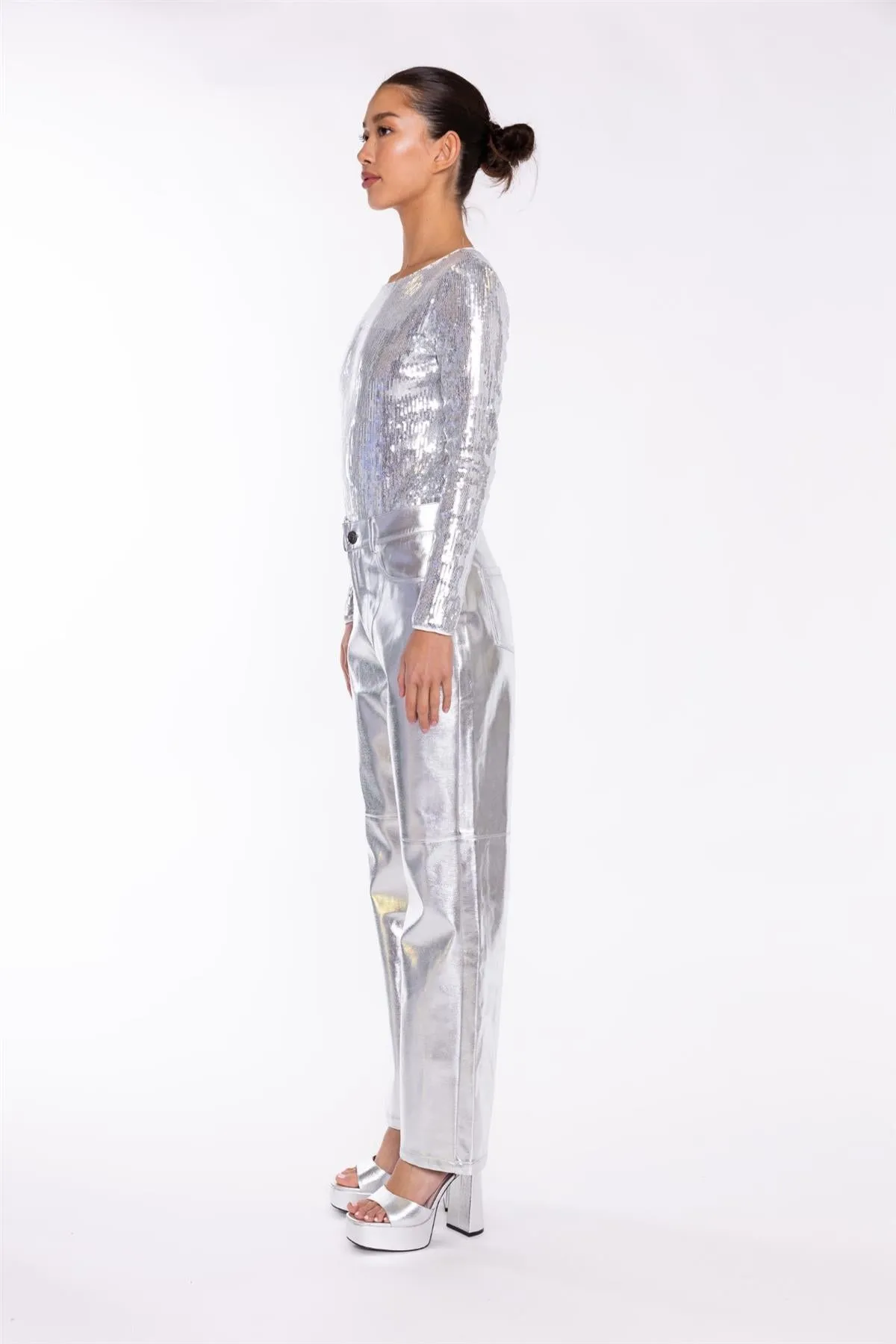 Silver Flat-Sequin Bodysuit sold by Glamorous product image thumbnail 4