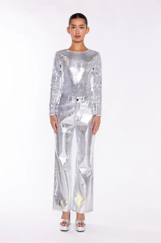 Silver Flat-Sequin Bodysuit sold by Glamorous