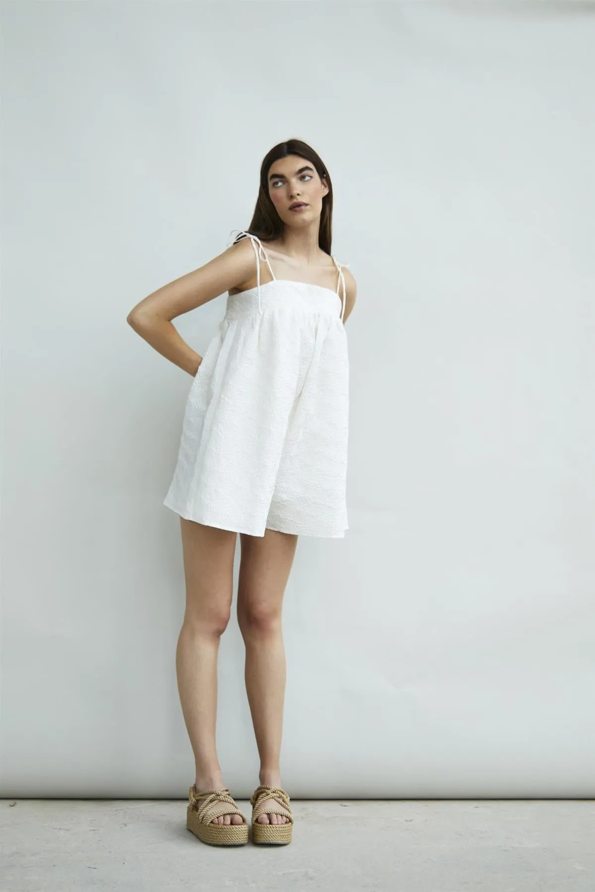 White Empire Line Strappy-Playsuit sold by Glamorous