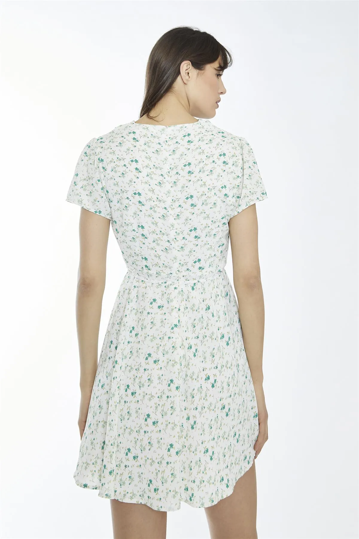 Multi-Green Ditsy V-Neck Mini-Dress sold by Glamorous product image thumbnail 2