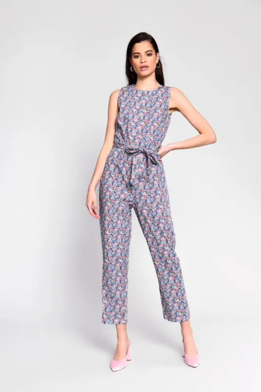 Multi-Fruit Print Tie Waist Sleeveless-Jumpsuit made by Glamorous