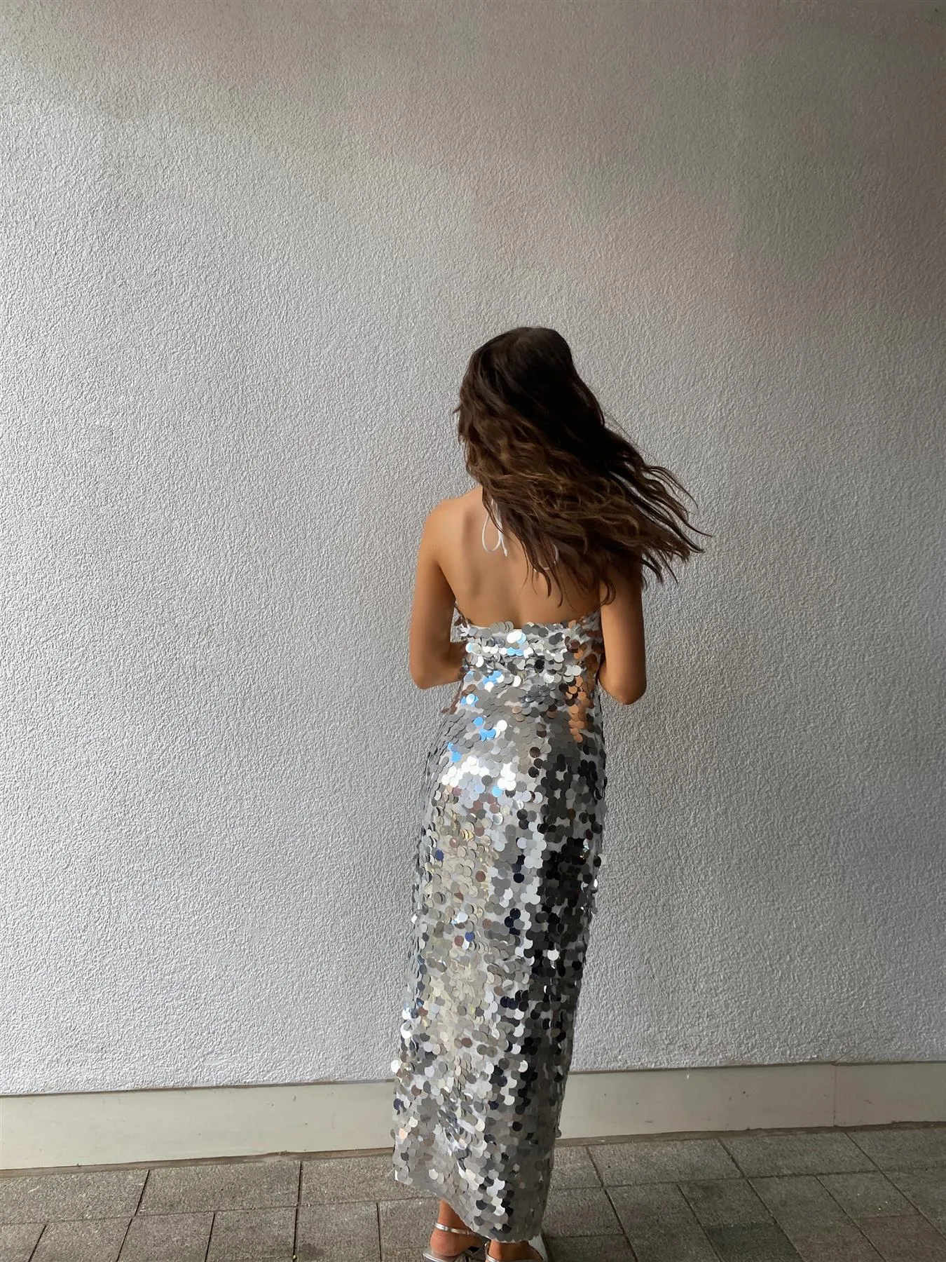 Selena Halterneck Sequin Maxi Dress -Silver sold by Glamorous product image thumbnail 2