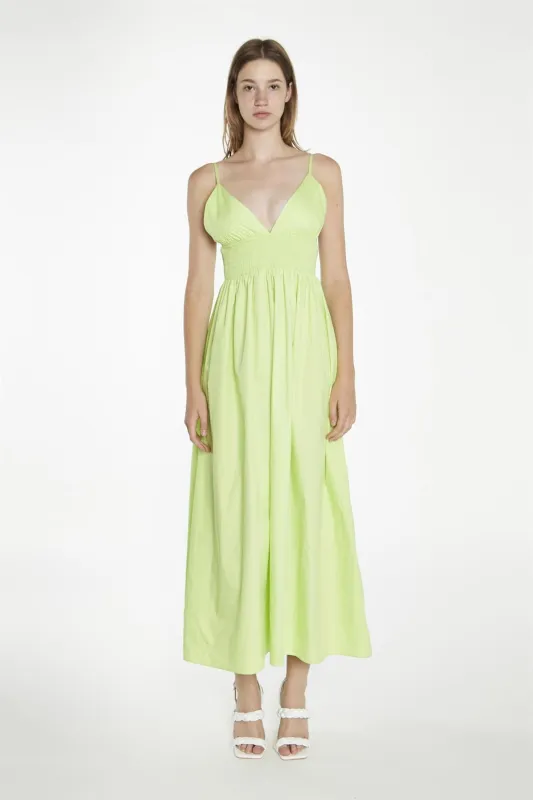 Electric-Lime Shirred Waist Maxi-Dress made by Glamorous