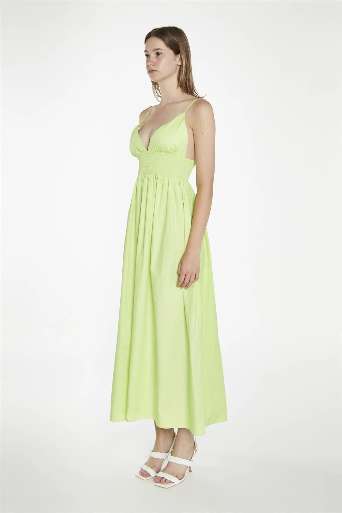 Electric-Lime Shirred Waist Maxi-Dress sold by Glamorous product image thumbnail 4