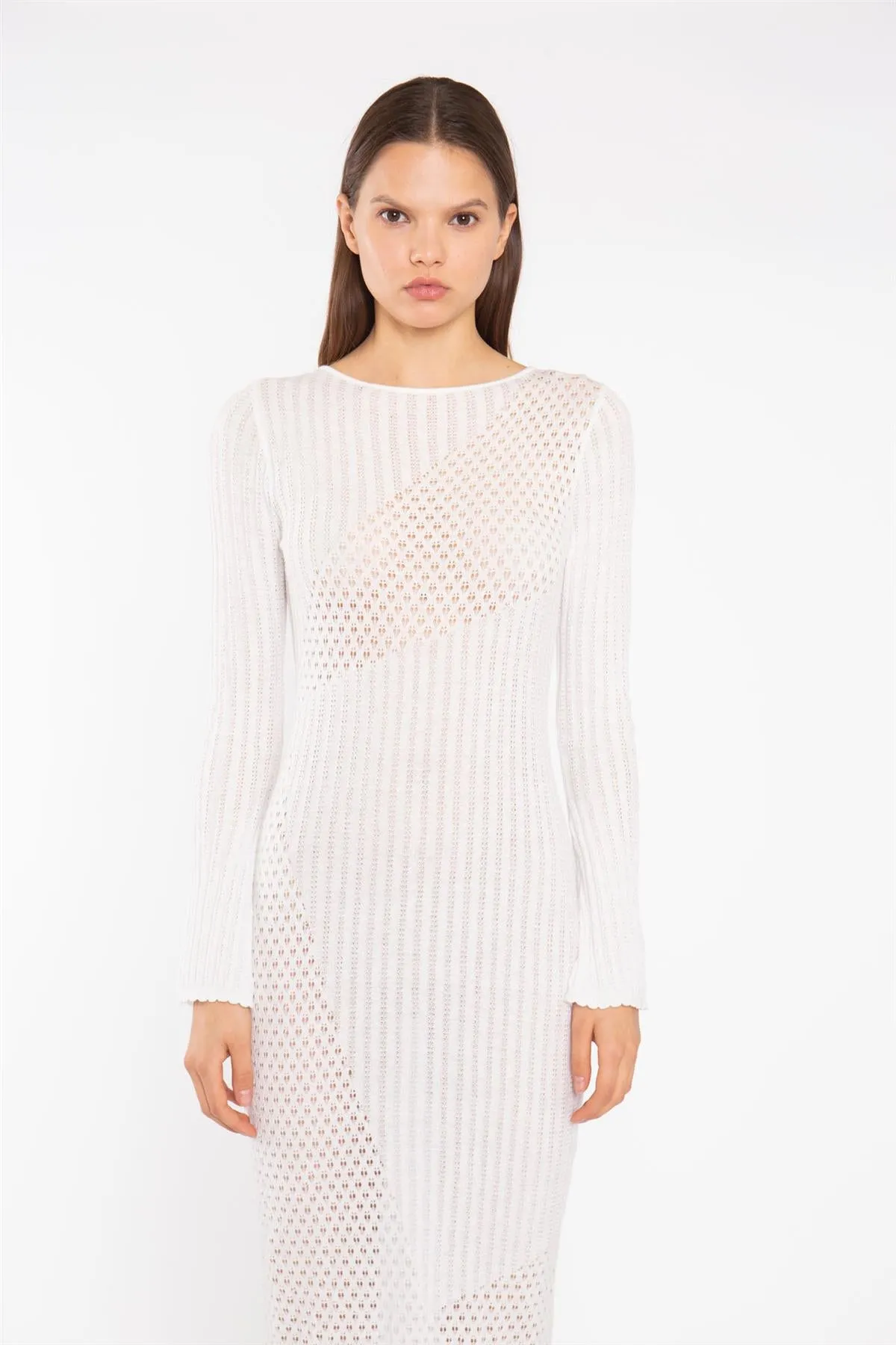 Off White Mix Knit Maxi-Dress sold by Glamorous product image thumbnail 3