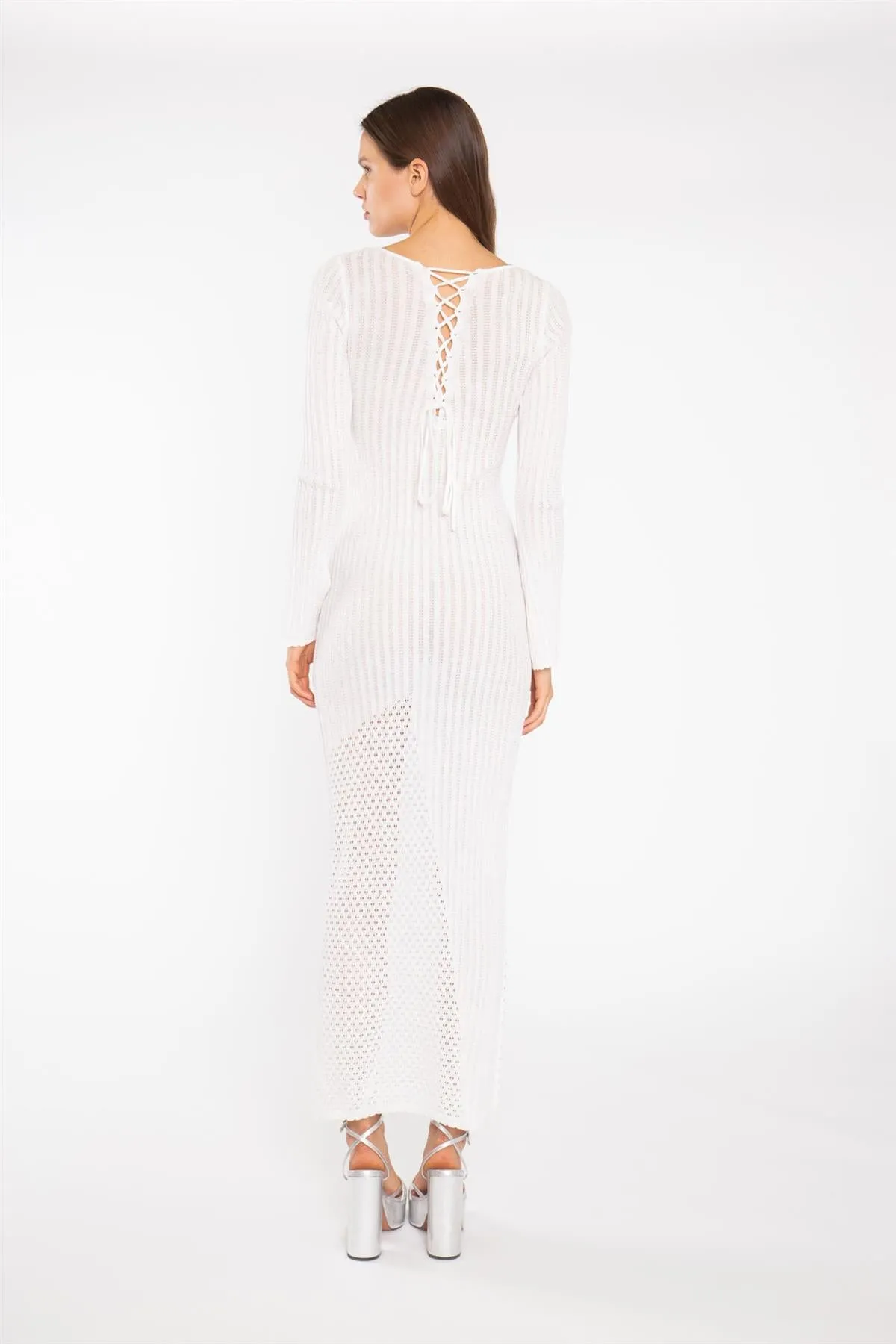 Off White Mix Knit Maxi-Dress sold by Glamorous product image thumbnail 2