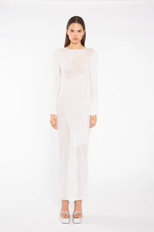 Off White Mix Knit Maxi-Dress made by Glamorous