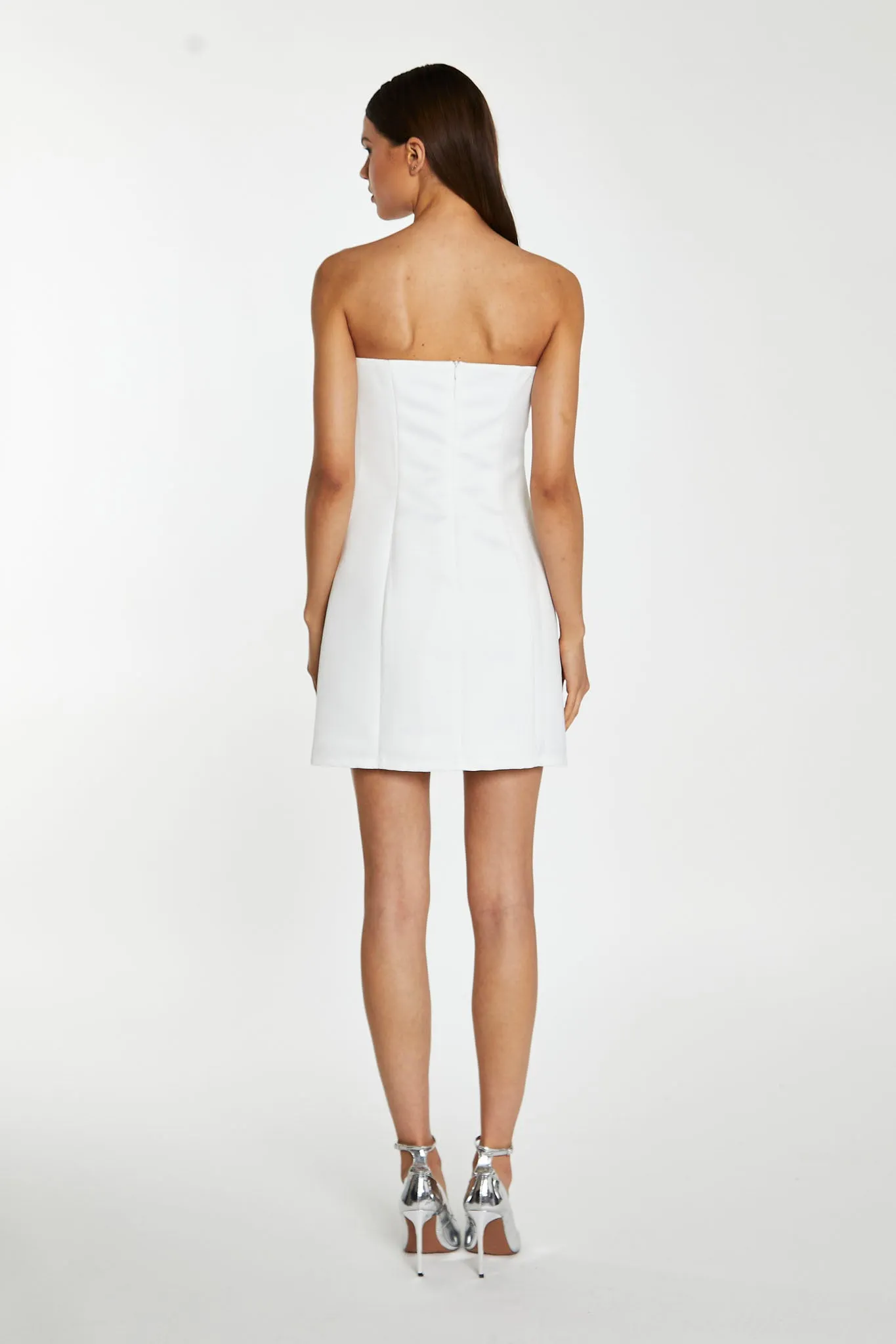 Off-White Satin Strapless Bow Mini-Dress sold by Glamorous product image thumbnail 2