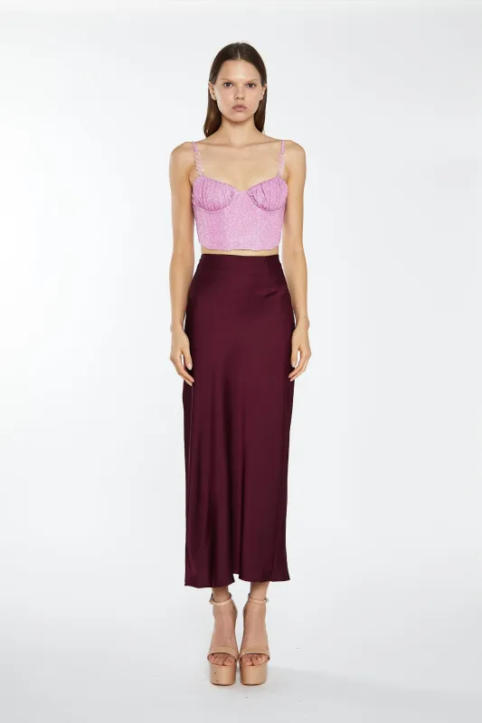 Pink Silver-Glitter Chain-Strap Corset Crop-Top sold by Glamorous