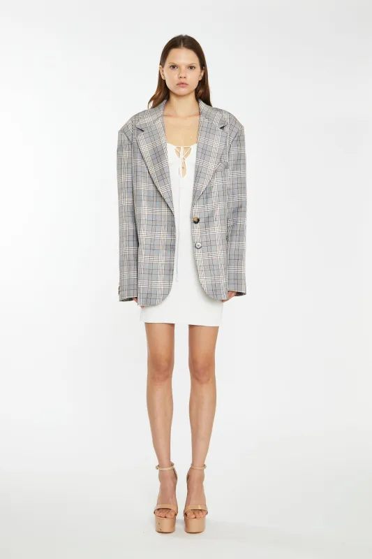 Brown Multi-Check Oversized Blazer sold by Glamorous