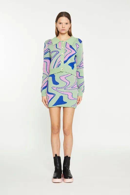 Marble Intarsia Cropped Cardigan sold by Glamorous