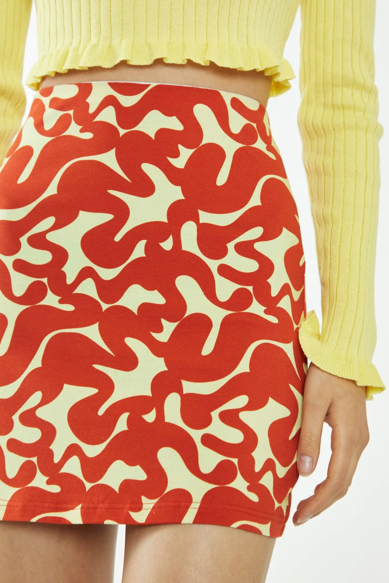 Banana-Orange Squiggle Jersey Mini Skirt sold by Glamorous product image thumbnail 4