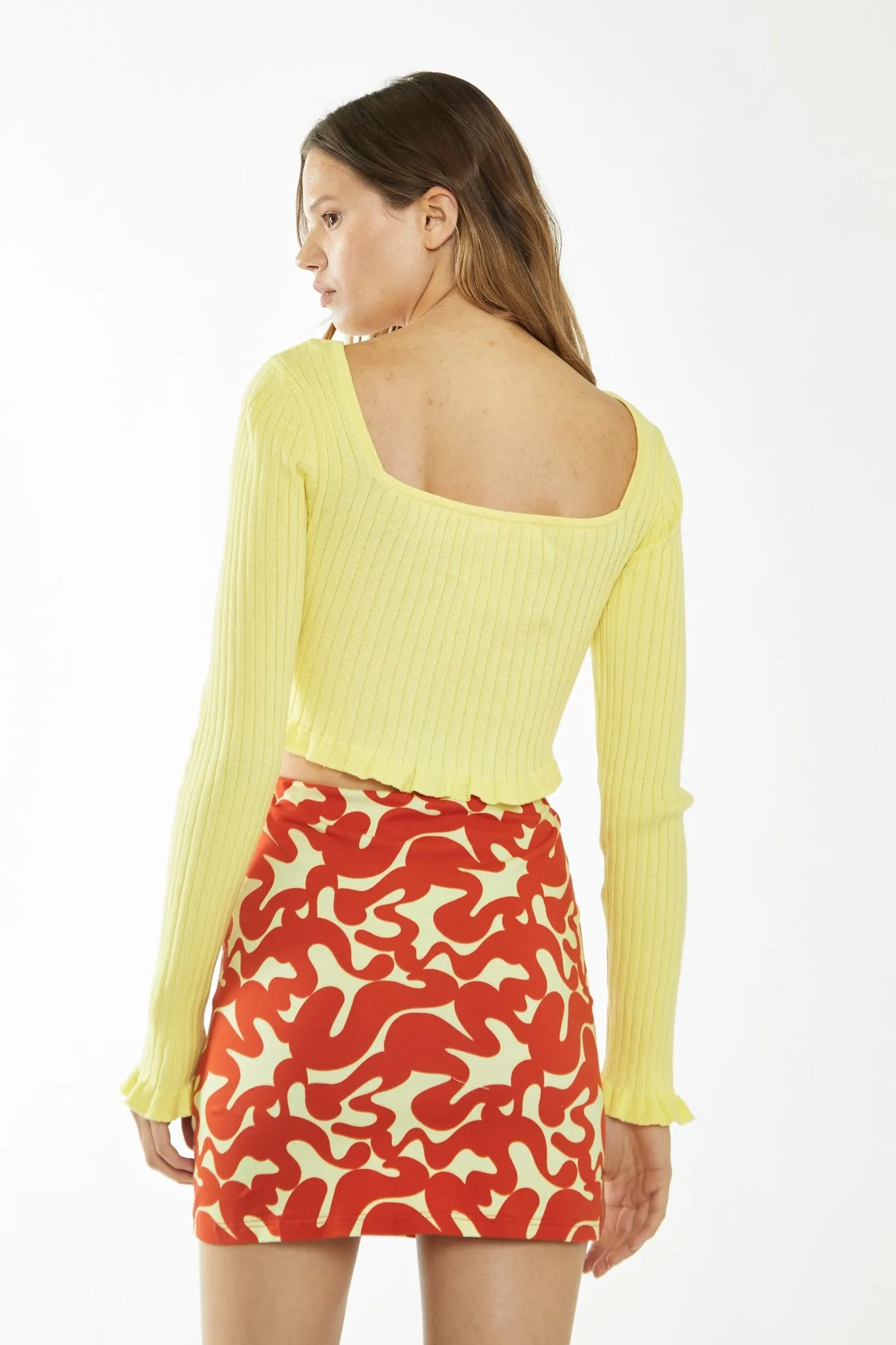 Banana-Orange Squiggle Jersey Mini Skirt sold by Glamorous product image thumbnail 3