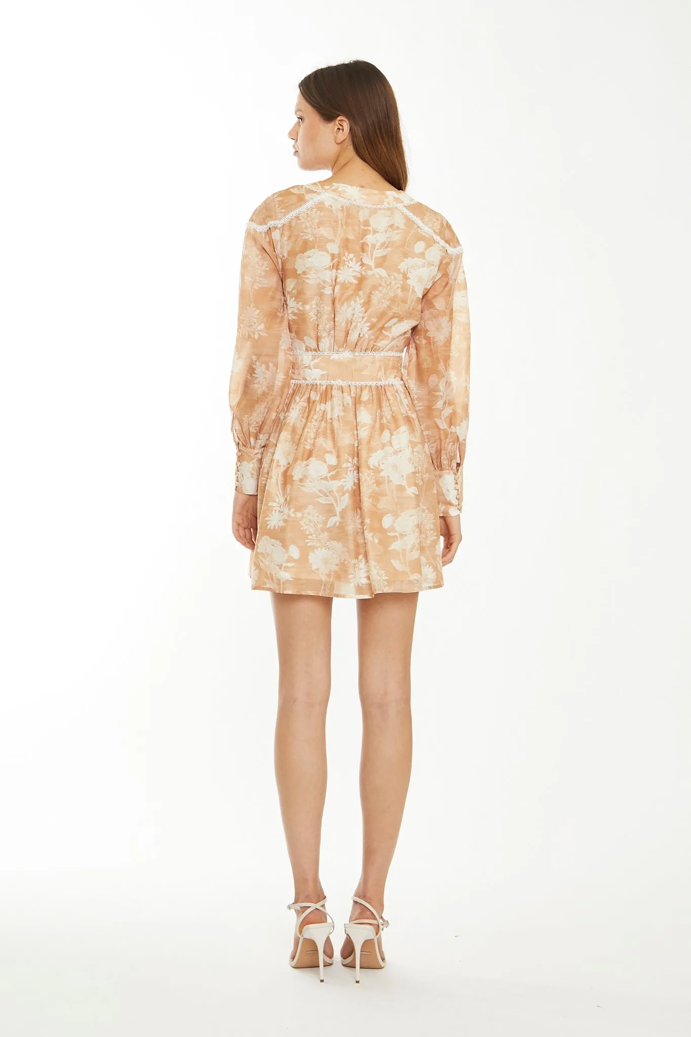 Tan White Floral Button-Through Mini-Dress sold by Glamorous product image thumbnail 2