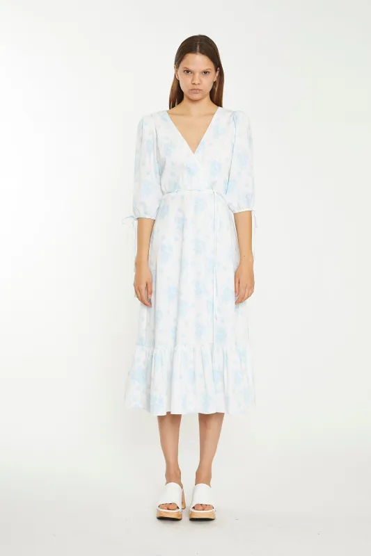 Blue Wallpaper Floral Midaxi Wrap-Dress made by Glamorous
