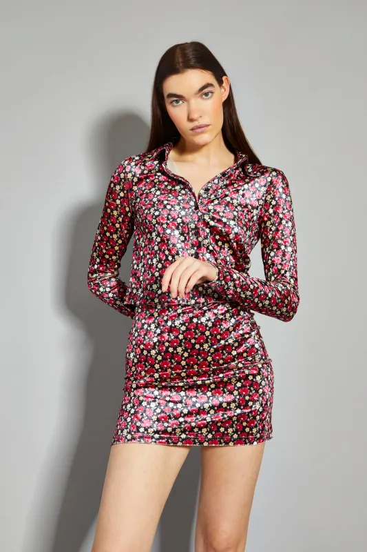 Glamorous Floral Print Velvet Mini Skirt made by Glamorous