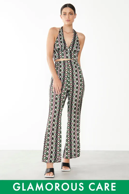 Glamorous Care Geometric Print Flared Trousers sold by Glamorous