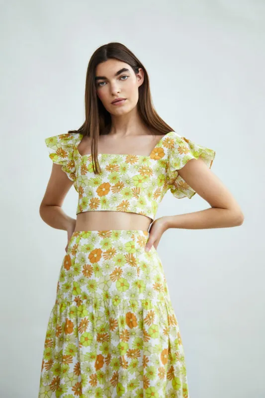 Glamorous Collection Ruffle Sleeve Crop Top made by Glamorous