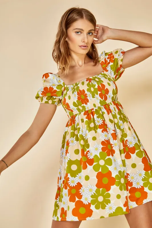 Glamorous Care Smocked Empire Line Mini Dress sold by Glamorous