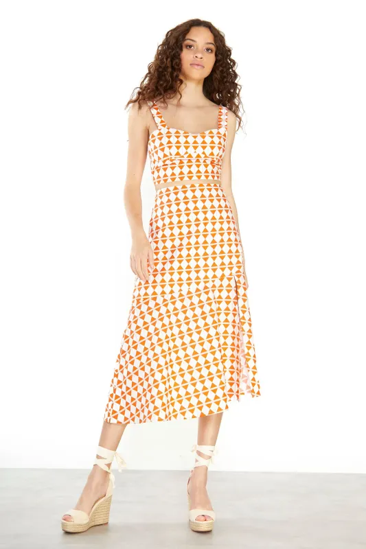 Glamorous Orange Diamond Geo Crop Top sold by Glamorous