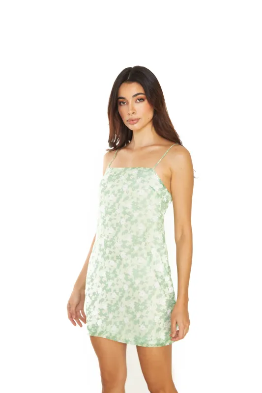 Glamorous Apple Green Ditsy Sleeveless Mini-Dress sold by Glamorous