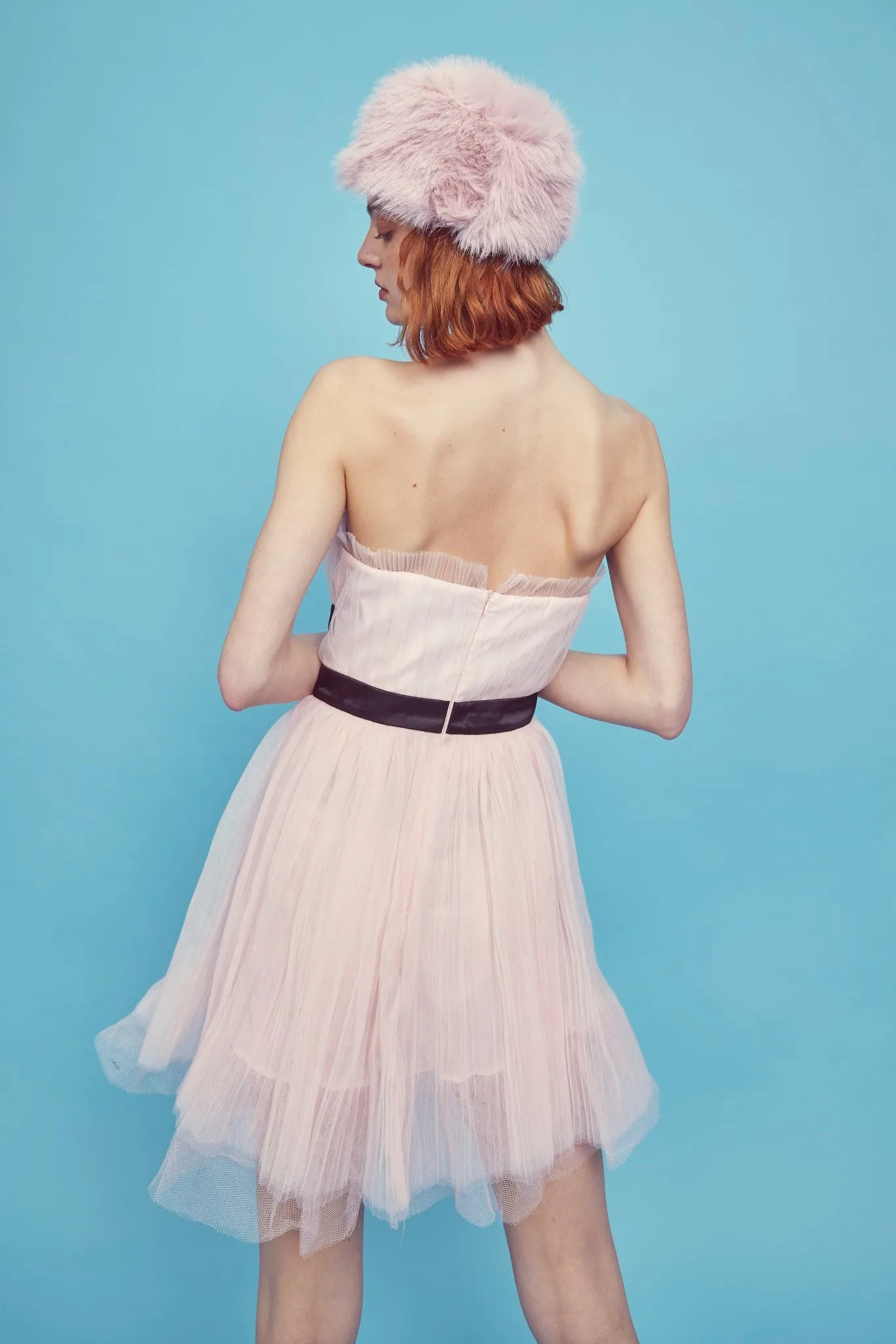 Light-Pink V- Neck Puff Ball Strapless Mini Dress sold by Glamorous product image thumbnail 2