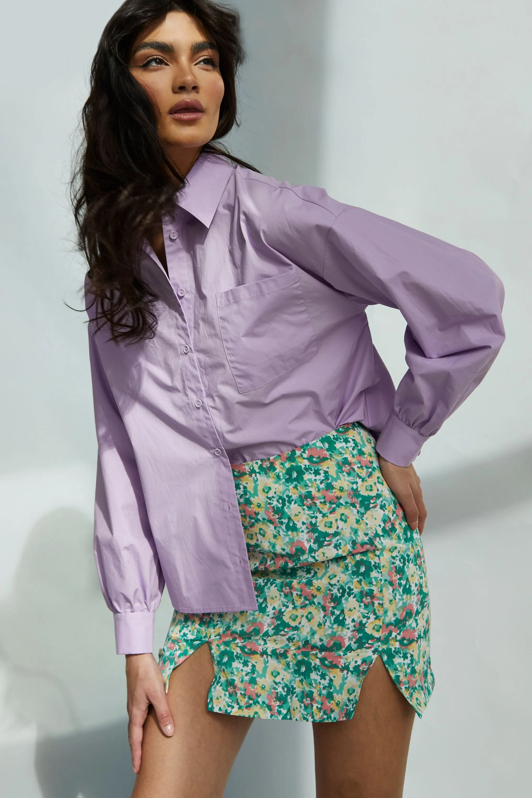 Glamorous Abstract Floral Split Mini Skirt sold by Glamorous