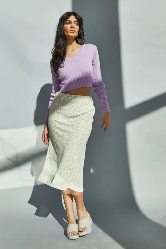 Glamorous Yellow Vintage Daisy Midi Skirt made by Glamorous