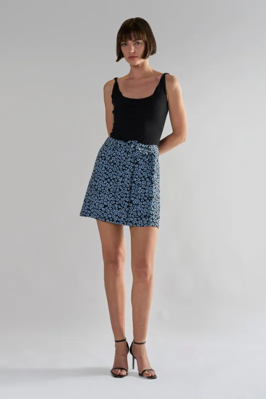 Glamorous Dusty Blue Mini Floral Belted Mini Skirt sold by Glamorous