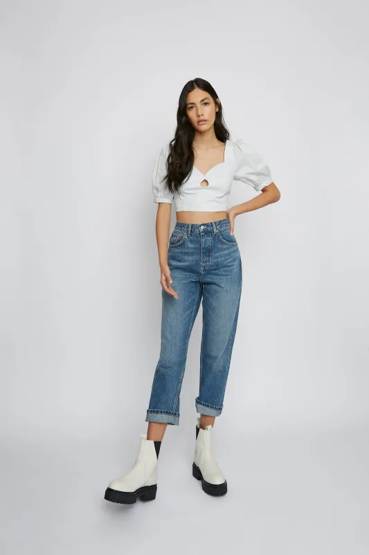 Pale Blue Key-Hole Crop-Top sold by Glamorous