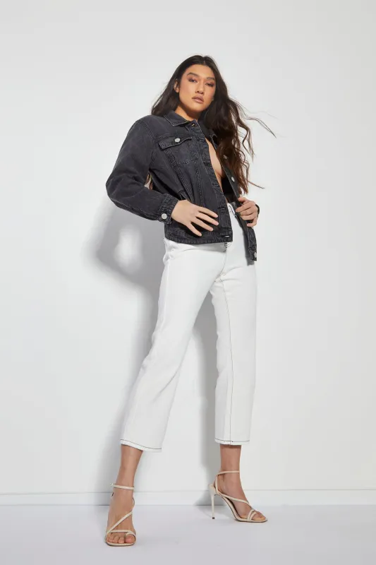 Glamorous Washed Black Denim button Front Jacket made by Glamorous