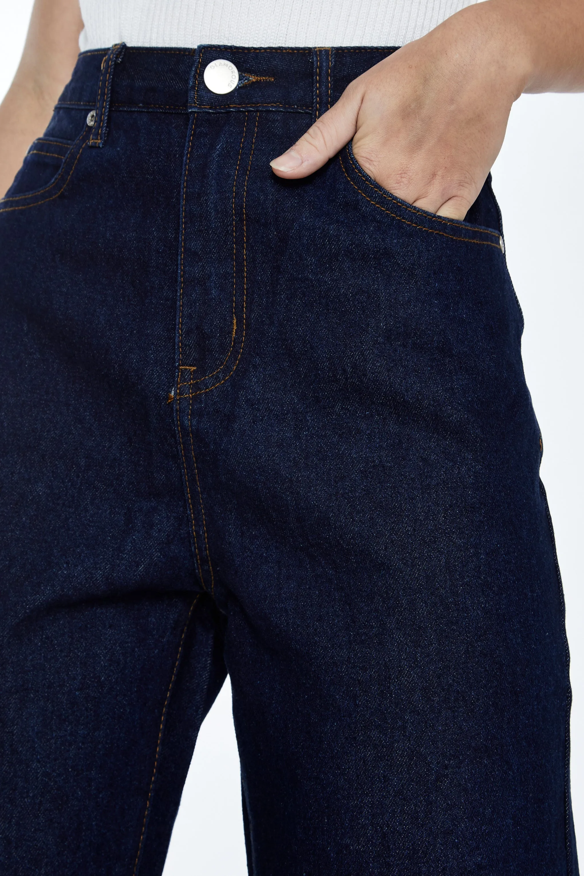 Glamorous Dark Blue Denim Slim Fit Straight Leg Jeans sold by Glamorous product image thumbnail 3