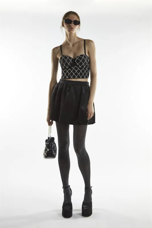 Diamante Corset Crop Top - Maia Black made by Glamorous